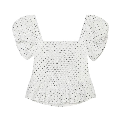 Women's hollowed out embroidered polka dot top