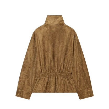 Women's with belt suede texture effect Coat