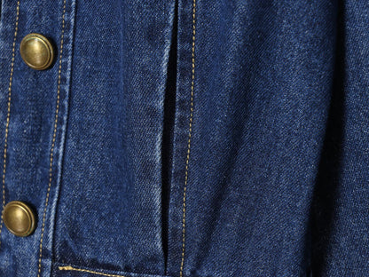 Women's long sleeved O Neck denim jacket