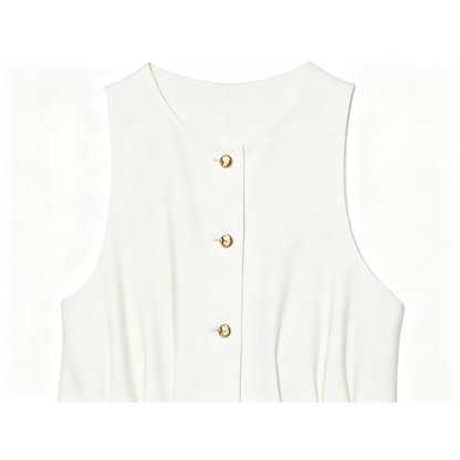 suit Women's 2 pieces pleated decorative slim vest+mini flared pants
