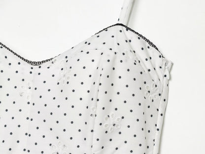 Women's hollowed out embroidered polka dot MIDI dress