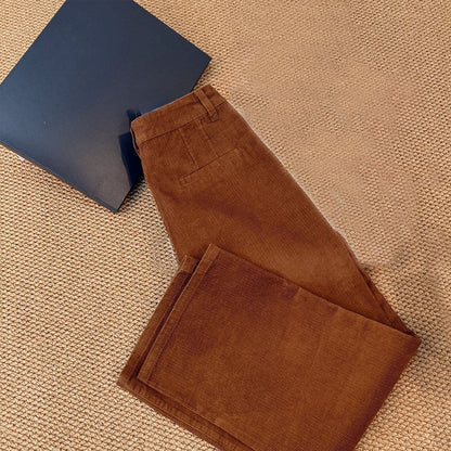 2026 women's new leisure corduroy high waist straight pants high waist