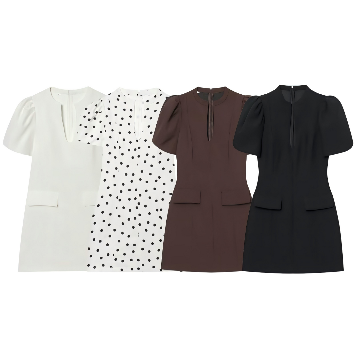 Women's O-Neck bubble sleeve mini dress