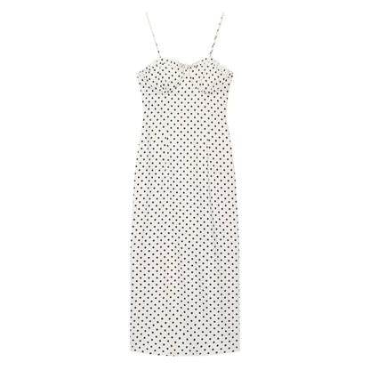 Women's tight corset style polka dot MIDI dress