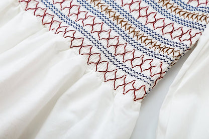 Women's honeycomb grid patchwork embroidered shirt
