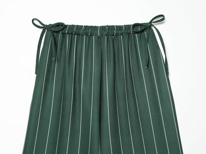 Women's loose linen blended striped pants