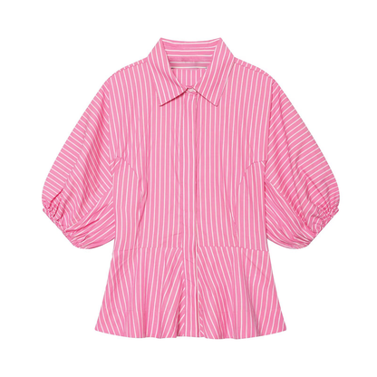 Women's casual striped poplin shirt