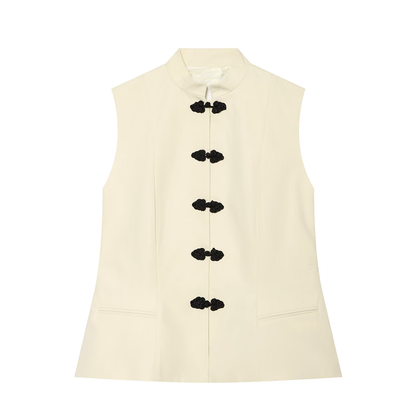 Women's new slim stand collar vest