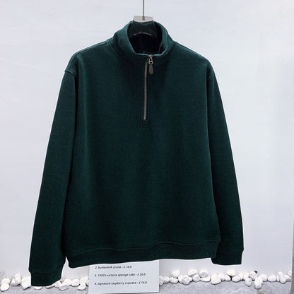 Women's new embroidered half-zipper lapel long-sleeved sweater