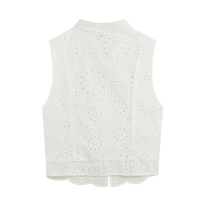 suit Women's 2 pieces artificial jewelry buckle hollow embroidery top+skirt