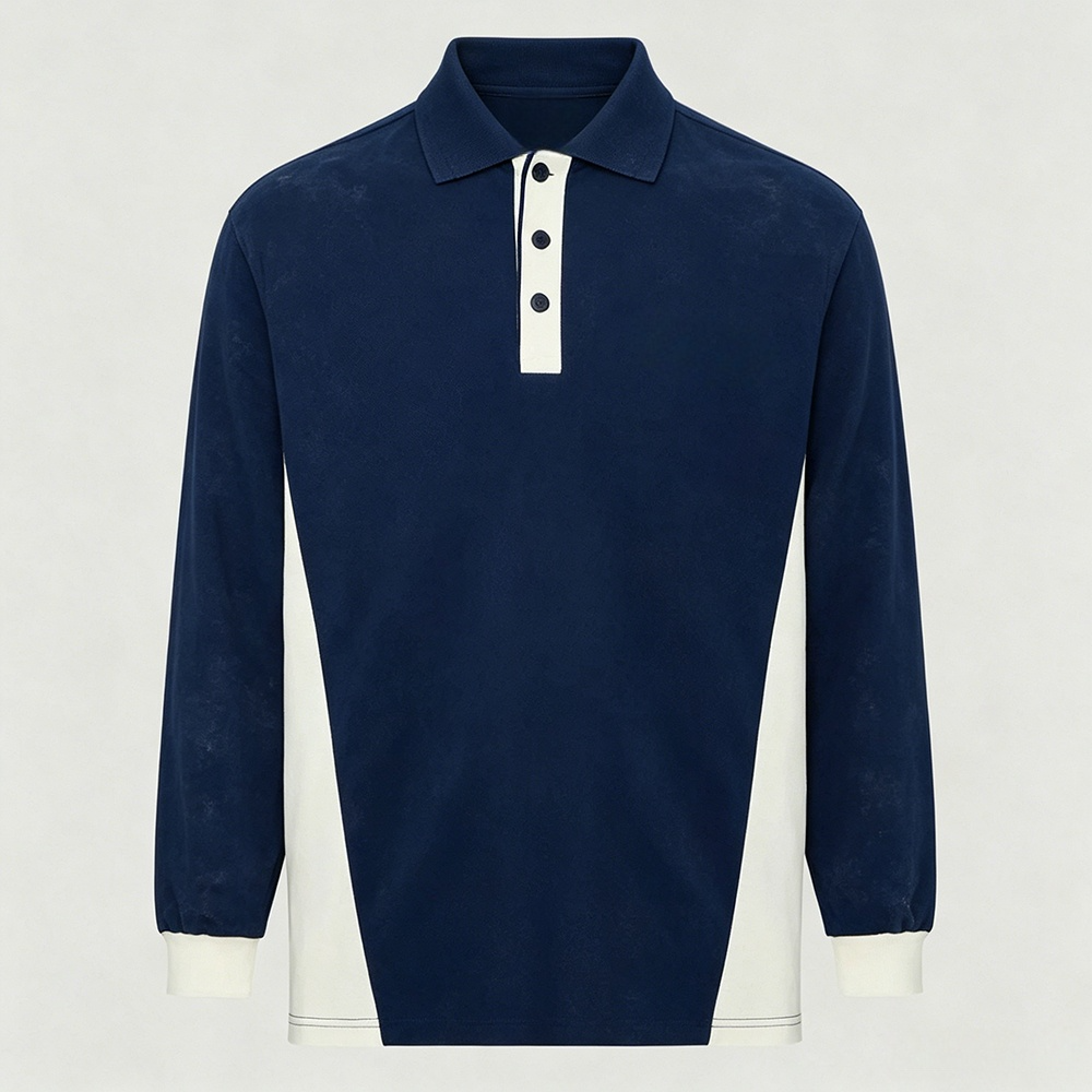 New leisure lapel button long sleeve T-shirt sweater