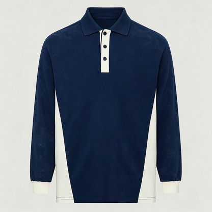 New leisure lapel button long sleeve T-shirt sweater