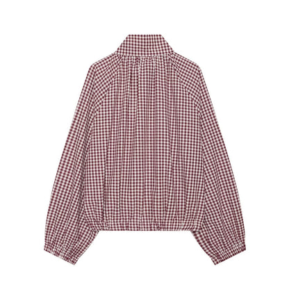 Women's with drawstring casual plaid Coat