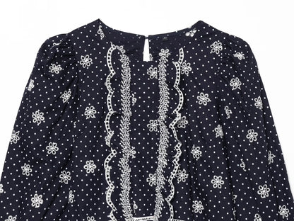 Women's hollowed out embroidered polka dot shirt