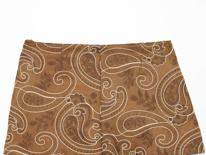 Women's imitates suede texture embroidery culottes