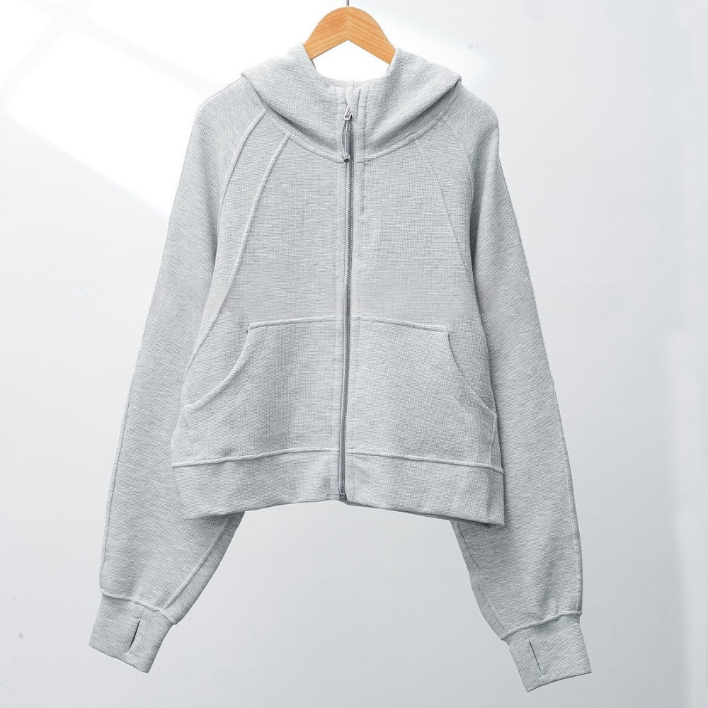 LU women's new hooded sweater full zipper loose coat