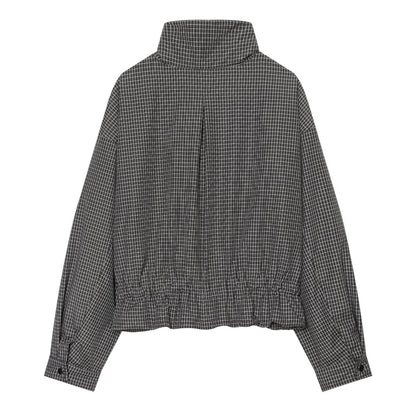 Women's plaid stand collar cotton jacket Coat