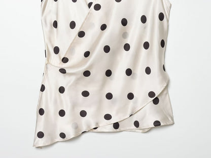 Women's Satin textured polka dot hanging neck top