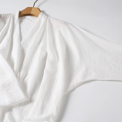 Women's draped Swing collar long sleeved shirt