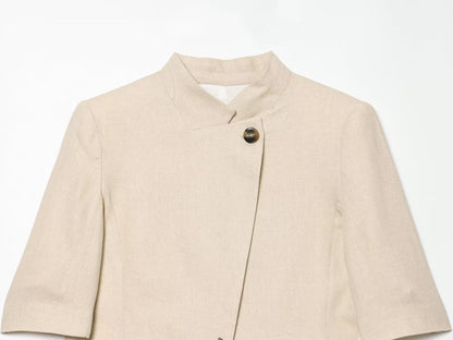 Women's short sleeved linen blend Blazer Coat