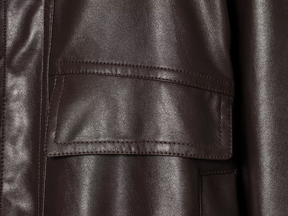 Women's casual short imitation leather jacket Coat