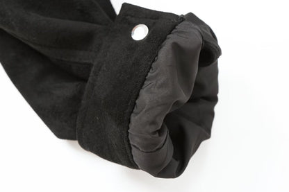Women's suede textured black pilot jacket Coat