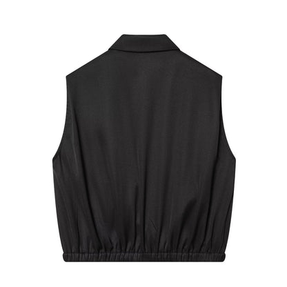 Women's balloon shaped casual lapel vest