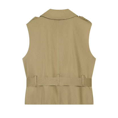 Women's with belt casual double breasted vest