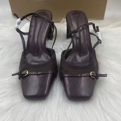 2026 women's new fashion square toe with thick heels.