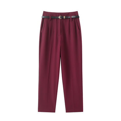 Women's With Belt casual straight high waisted pants