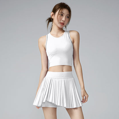 Women's new quick-drying vest pleated skirt fitness suit