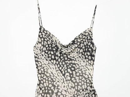 Women's asymmetric printed suspender dress