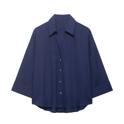 Women's casual lapel button up shirt