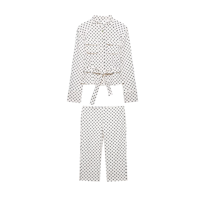 suit Women's 2 pieces polka dot shirt style Coat+Pants