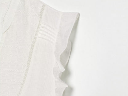 Women's layered decorative embroidered top