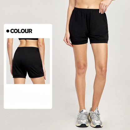 Women's New Fashion Joker Solid Color Cotton Loose Breathable Shorts Anti-exposure Elastic Fitness Yoga Shorts