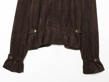 Women's suede texture effect short jacket Coat