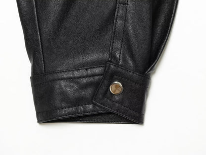 Women's Leather Effect Puff Sleeve Pilot Jacket Coat