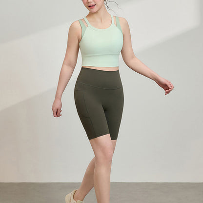 LU 2026 women's new running shockproof yoga vest shorts set