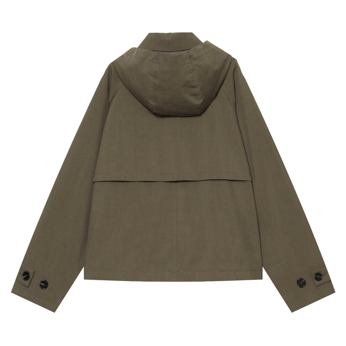 Women's long sleeved hooded short windbreaker jacket