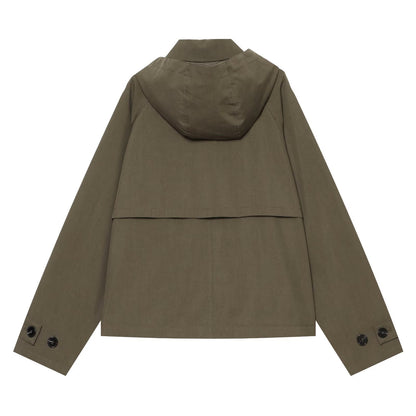 Women's long sleeved hooded short windbreaker jacket
