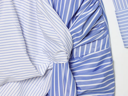 Women's knot decoration striped shirt style dress