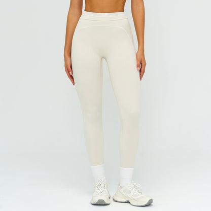 2026 women's new contrast sanding yoga pants high waist tight pants