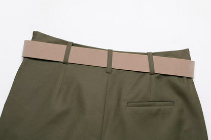 Women's with belt casual pleated culottes