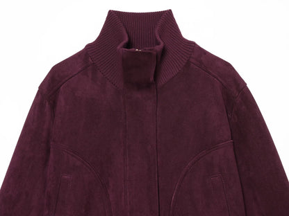 Women's Anti suede effect short stand collar Coat