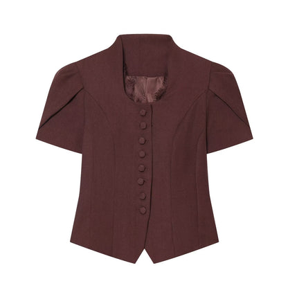 Women's new lace patchwork short sleeved Blazer top