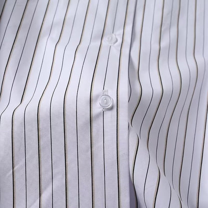 Women's new fashion loose long sleeved striped cotton shirt