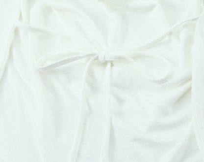 Women's pleated Hanging neck collar top