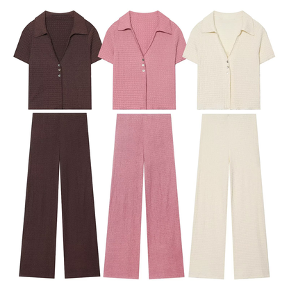 suit Women's 2 pieces short textured lapel Coat+Pants