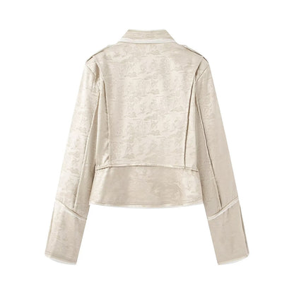 Women's standing collar short jacquard jacket